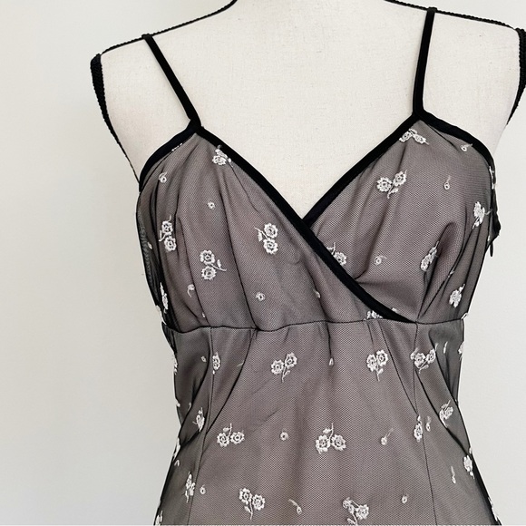 Vintage 90s Mesh Floral Babydoll Mini Dress - Picture 3 of 4